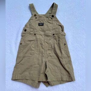 OshKosh baby kids overalls cotton tan beige 18 months 18m shortalls button legs